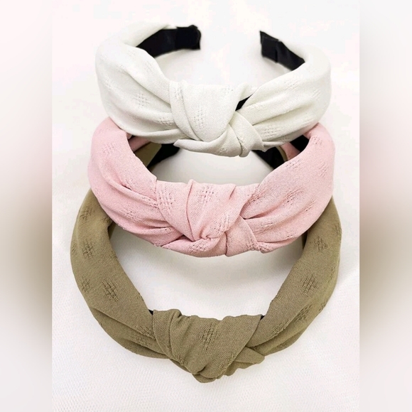Ingrixy Accessories - Plain colored headbands with knot design set of 3